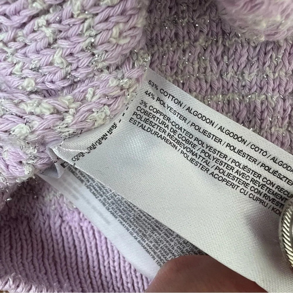 Mango Tweed Metallic Cardigan Sweater Lady Jacket Lavender Silver Size XS - Picture 13 of 13